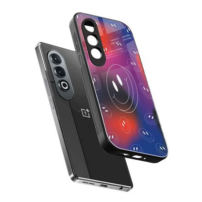 Happy Vibes sleek oneplus nord ce 4 cover with tempered glass back and TPU edges