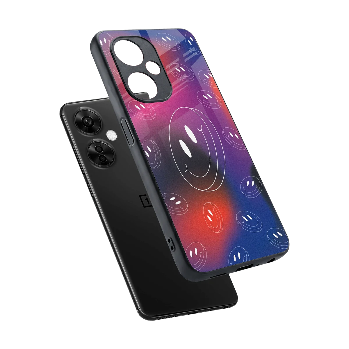 Happy Vibes sleek oneplus nord ce 3 lite cover with tempered glass back and TPU edges