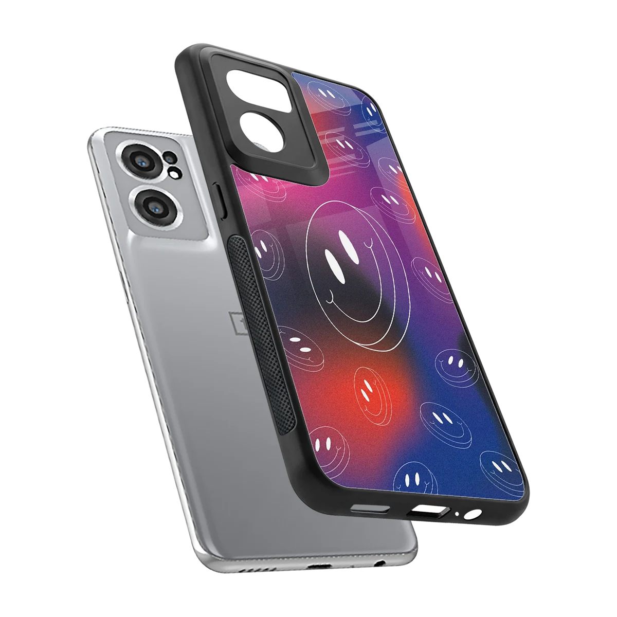 Happy Vibes sleek oneplus nord ce 2 cover with tempered glass back and TPU edges