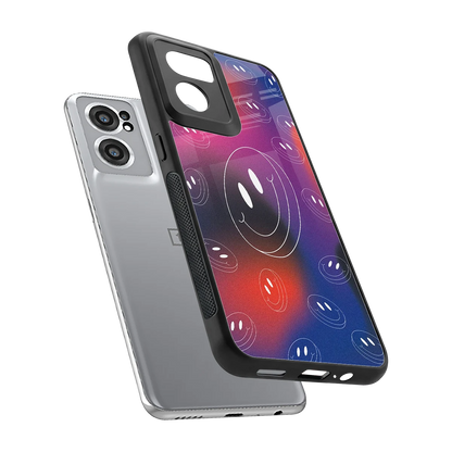 Happy Vibes sleek oneplus nord ce 2 cover with tempered glass back and TPU edges