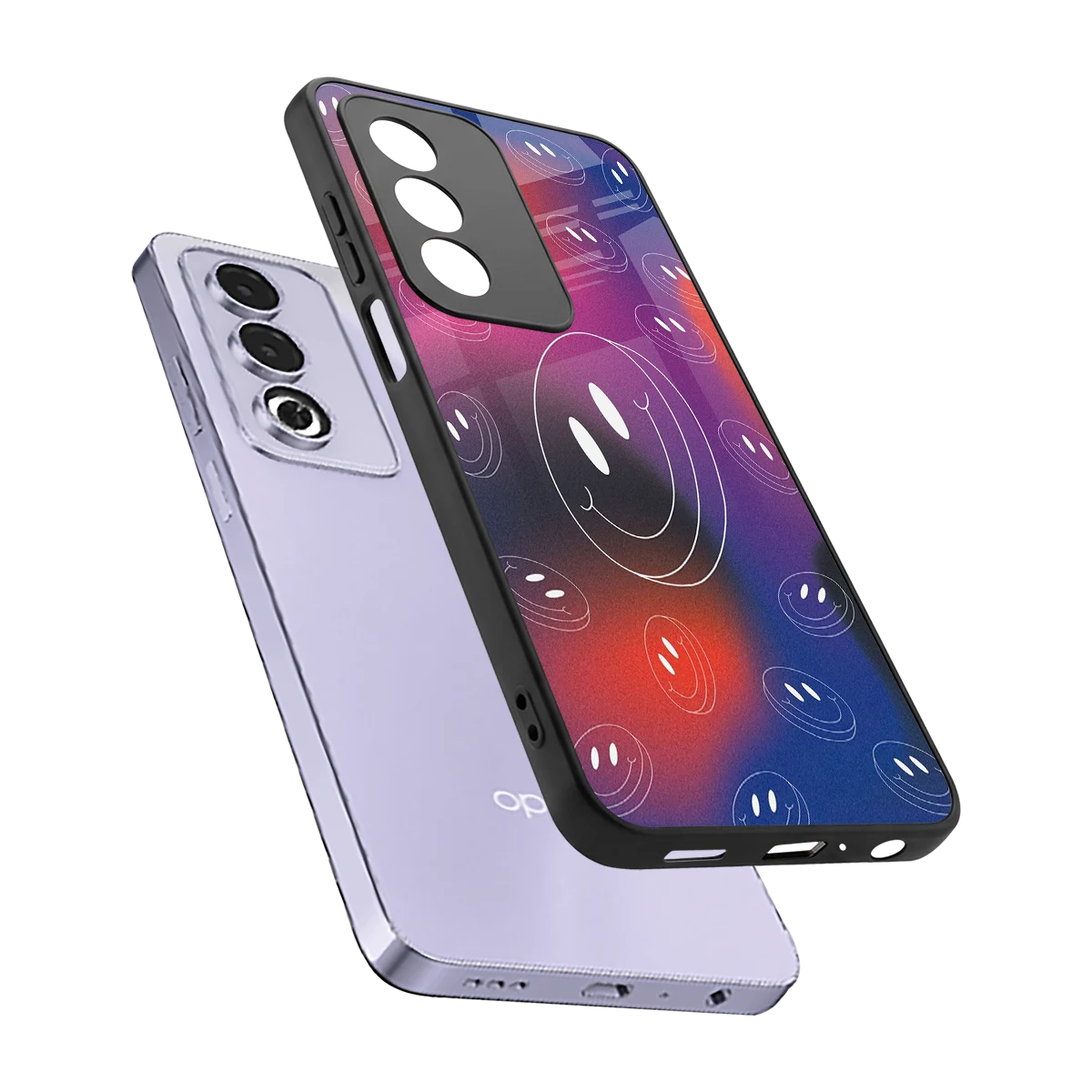 Happy Vibes sleek oppo a3 pro cover with tempered glass back and TPU edges