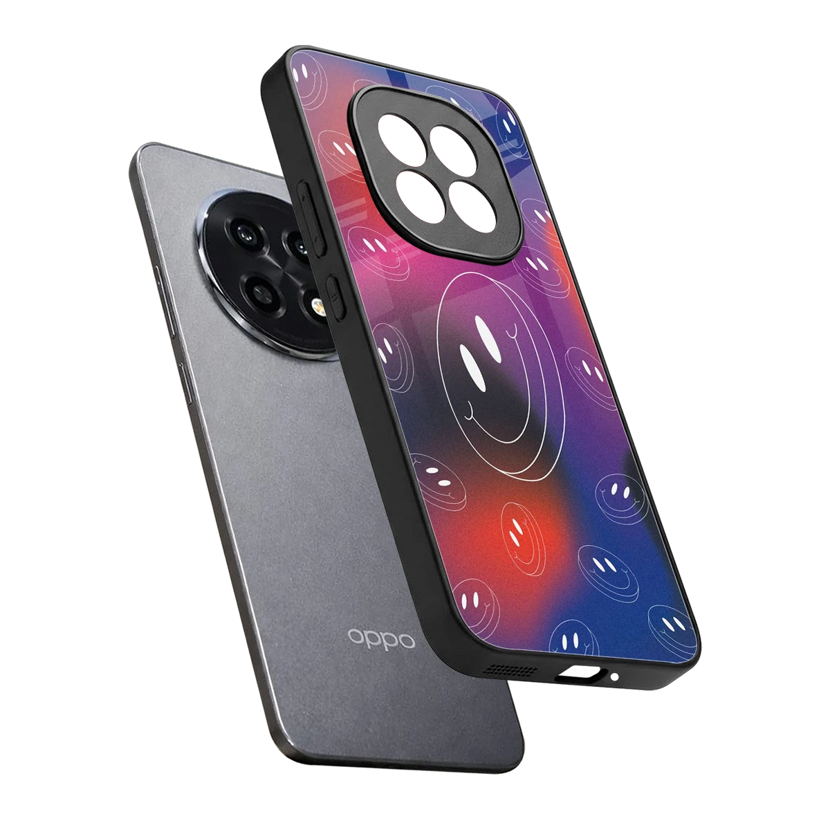 Happy Vibes sleek oppo f29 pro 5g cover with tempered glass back and TPU edges