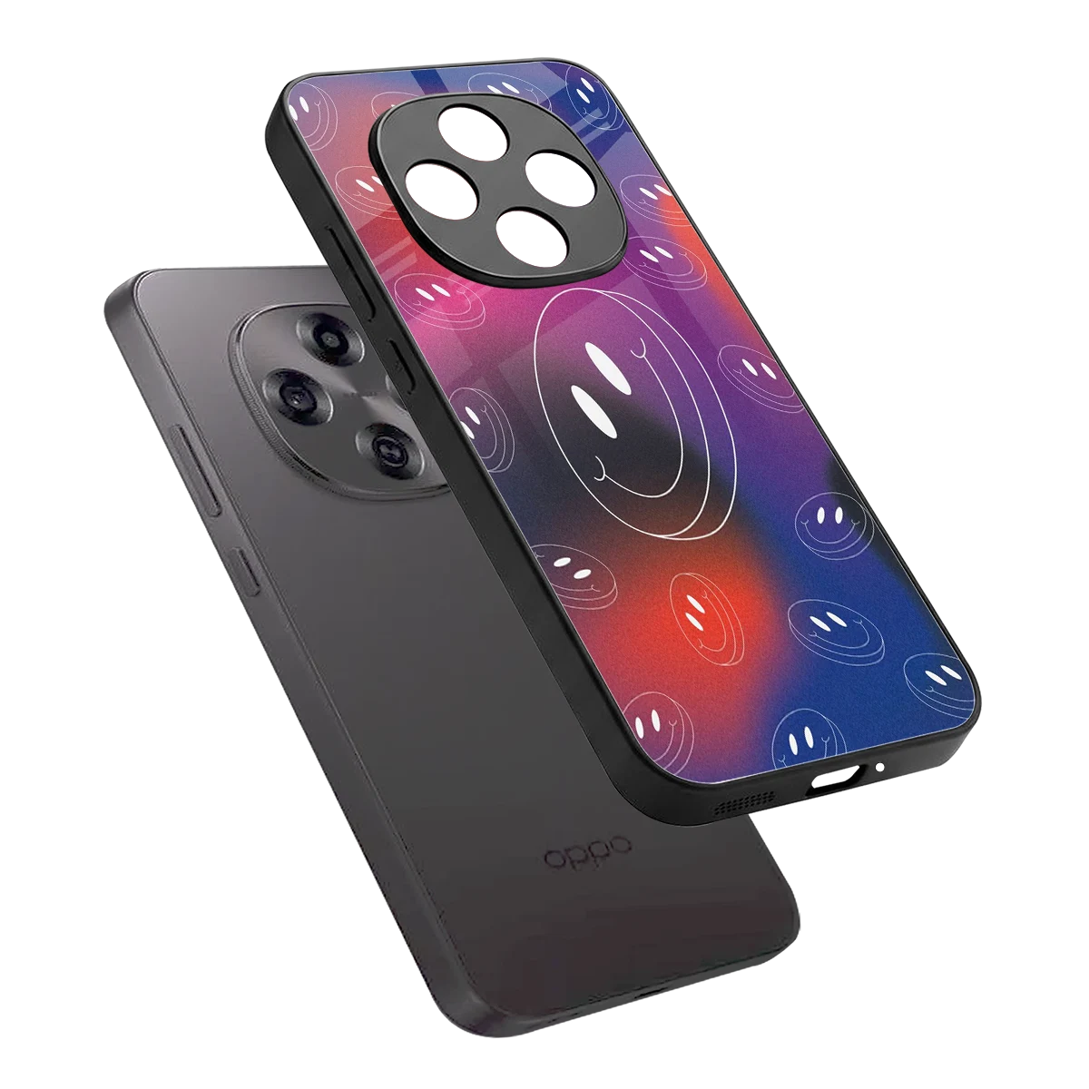 Happy Vibes sleek oppo f31 pro 5g cover with tempered glass back and TPU edges