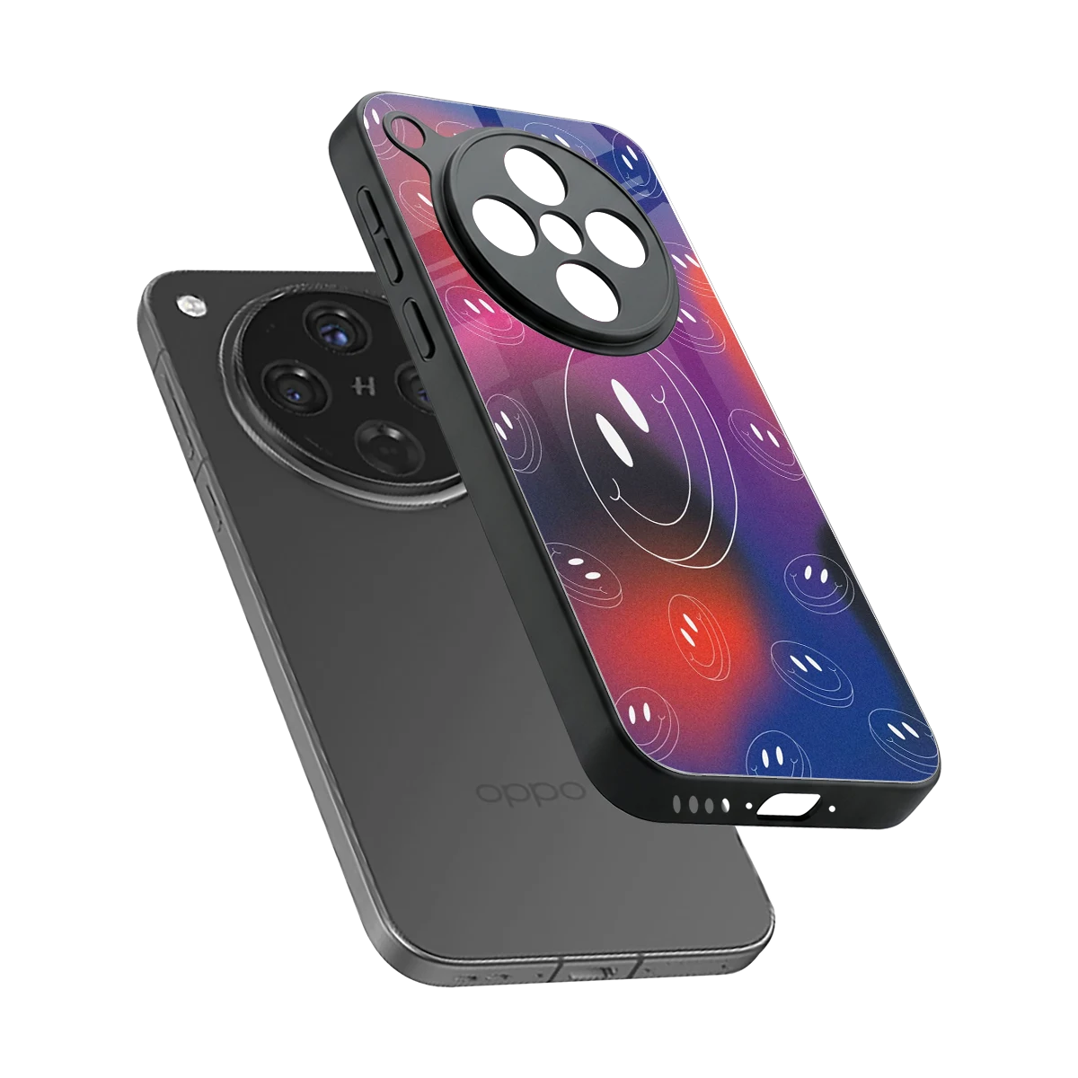 Happy Vibes sleek oppo find x8 cover with tempered glass back and TPU edges