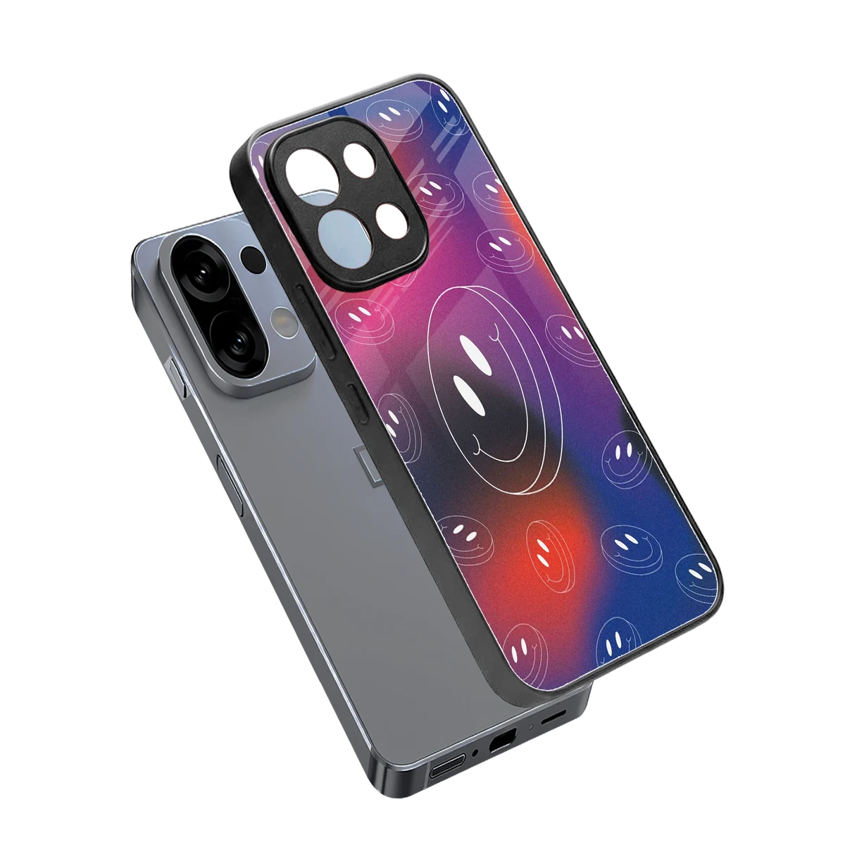 Happy Vibes sleek oppo k13 5g cover with tempered glass back and TPU edges