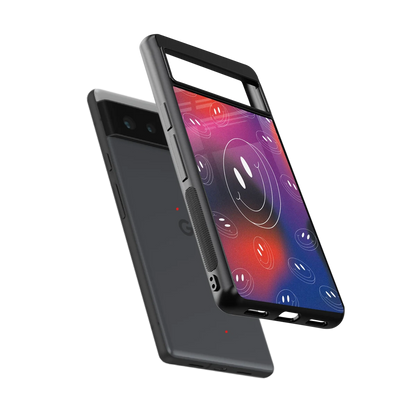 Happy Vibes sleek google pixel 6a cover with tempered glass back and TPU edges