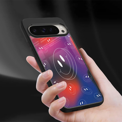 Happy Vibes sleek google pixel 9 pro xl cover with tempered glass back and TPU edges