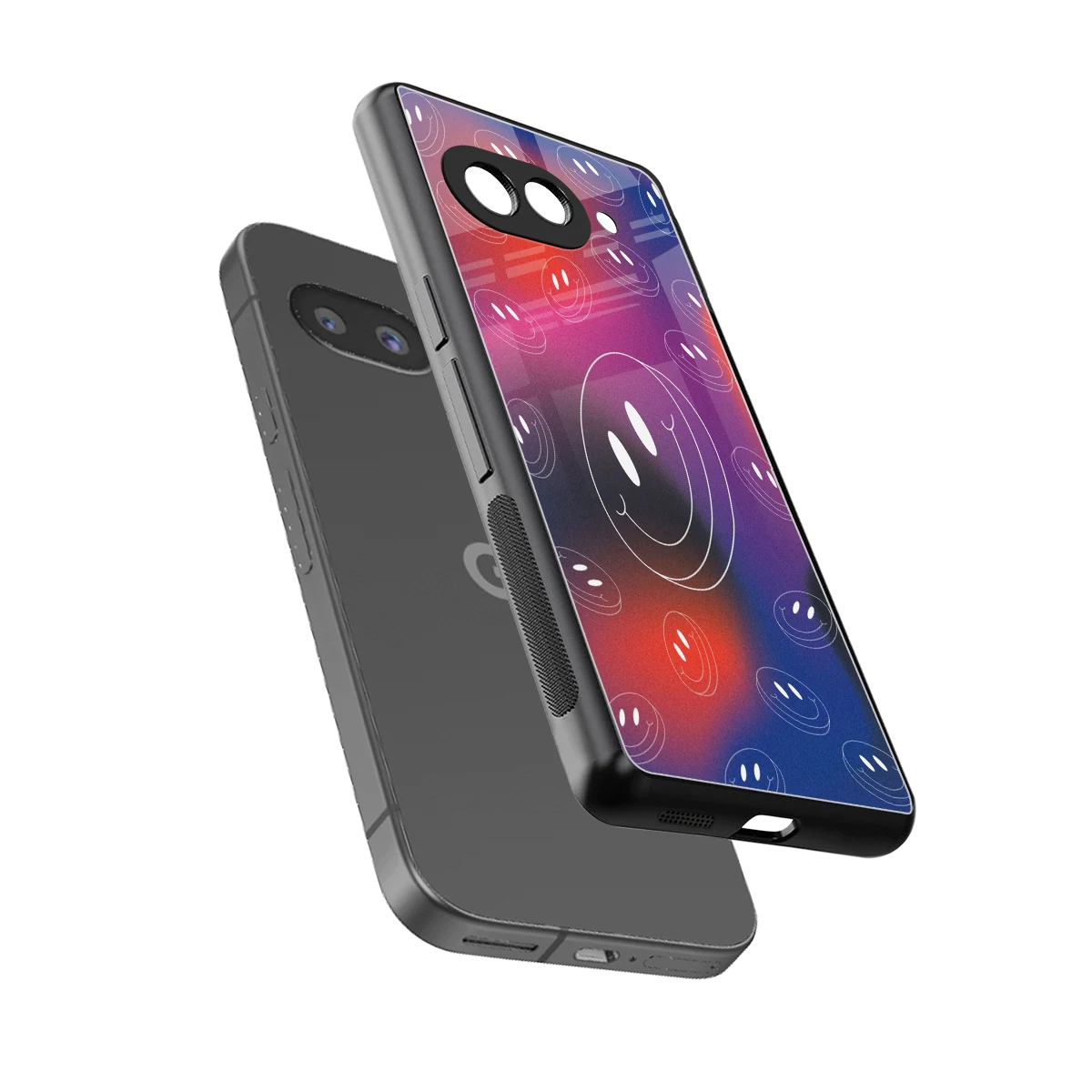 Happy Vibes sleek google pixel 10a cover with tempered glass back and TPU edges