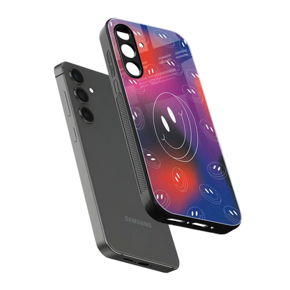 Happy Vibes sleek samsung galaxy a55 5g cover with tempered glass back and TPU edges