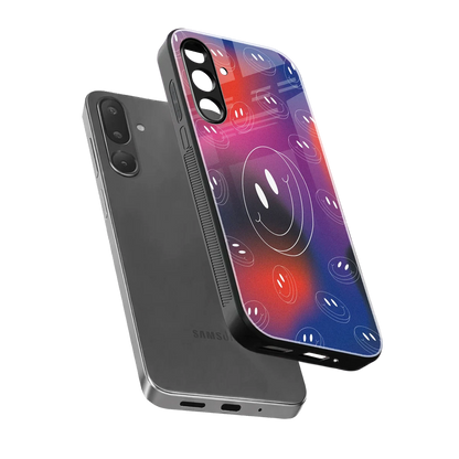 Happy Vibes sleek samsung galaxy m36 5g cover with tempered glass back and TPU edges