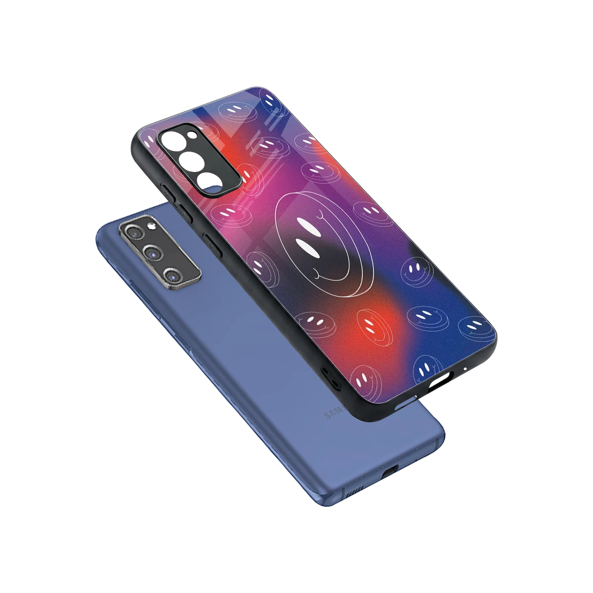 Happy Vibes sleek samsung galaxy s20 fe cover with tempered glass back and TPU edges