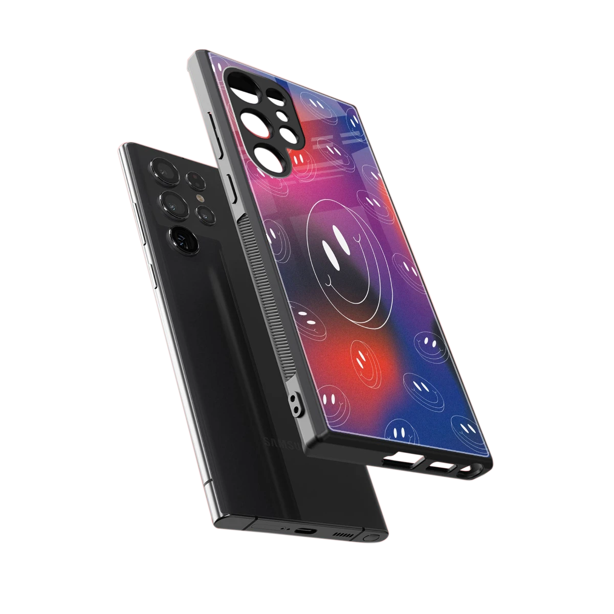 Happy Vibes sleek samsung galaxy s23 ultra cover with tempered glass back and TPU edges