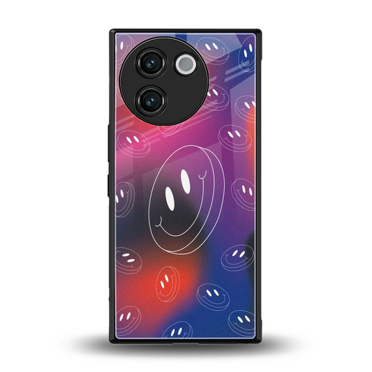 Happy Vibes back phone cover | glass case for vivo v30e
