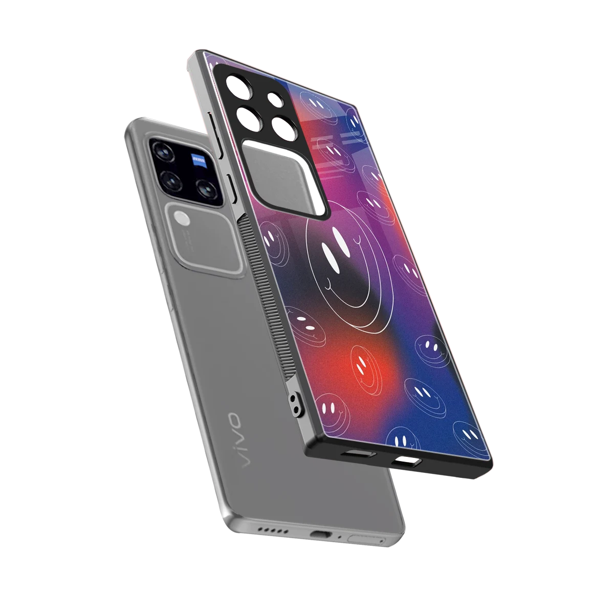 Happy Vibes sleekvivo v30 pro cover with tempered glass back and TPU edges