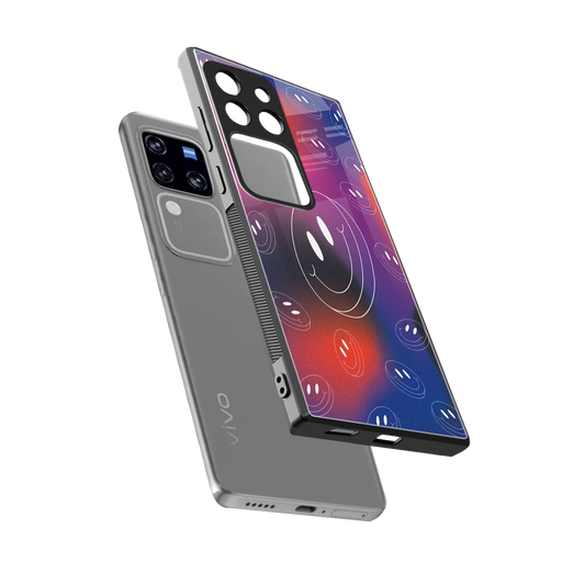 Happy Vibes sleekvivo v30 pro cover with tempered glass back and TPU edges