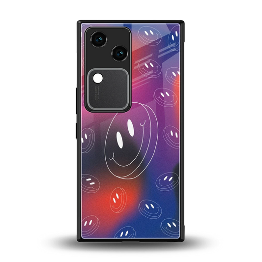 Happy Vibes back phone cover | glass case for vivo v30