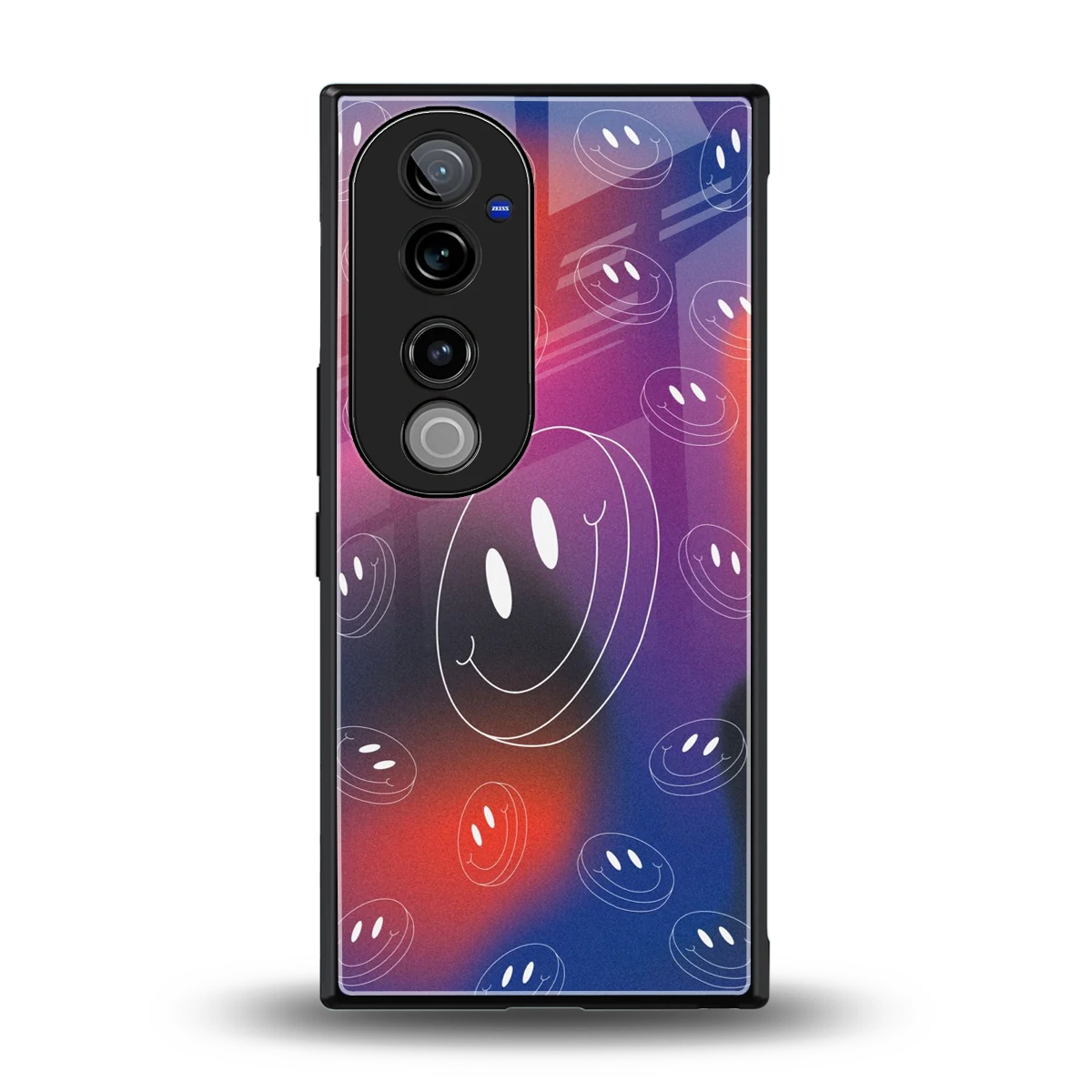 Happy Vibes back phone cover | glass case for vivo v40 pro