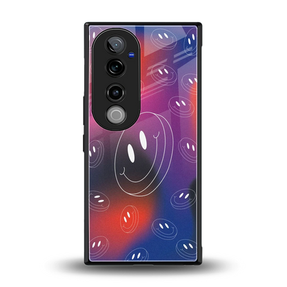 Happy Vibes back phone cover | glass case for vivo v40 pro