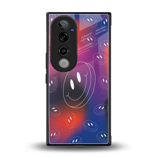 Happy Vibes back phone cover | glass case for vivo v40 pro