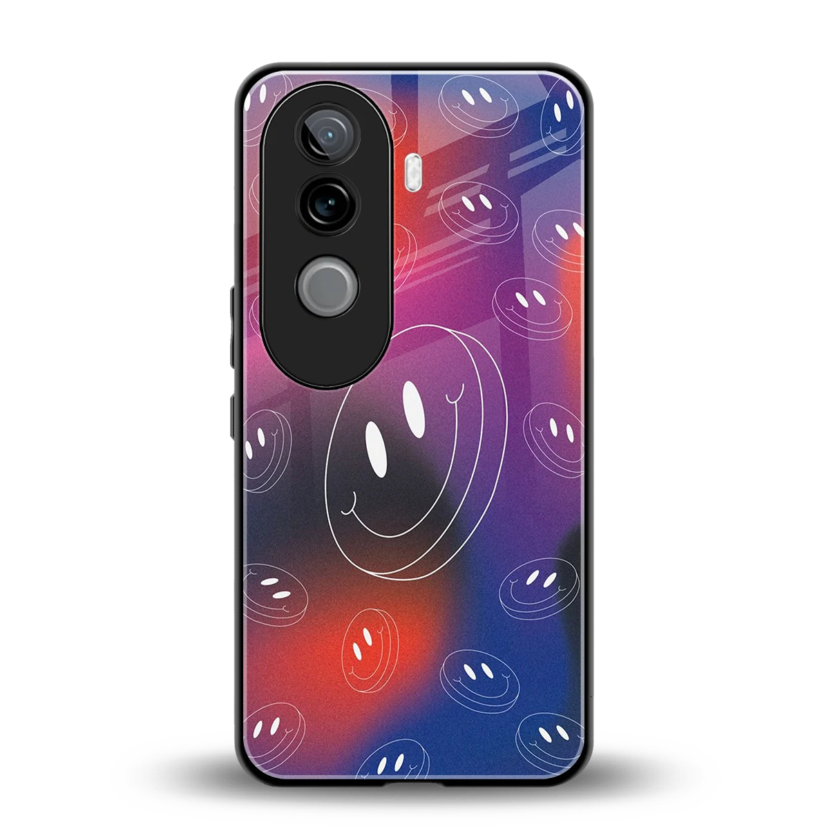 Happy Vibes back phone cover | glass case for vivo v40e