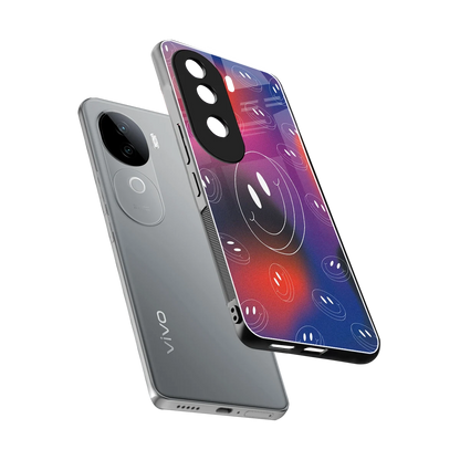 Happy Vibes sleek vivo v40e cover with tempered glass back and TPU edges