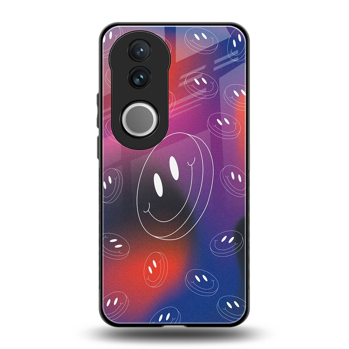 Happy Vibes back phone cover | glass case for vivo v50