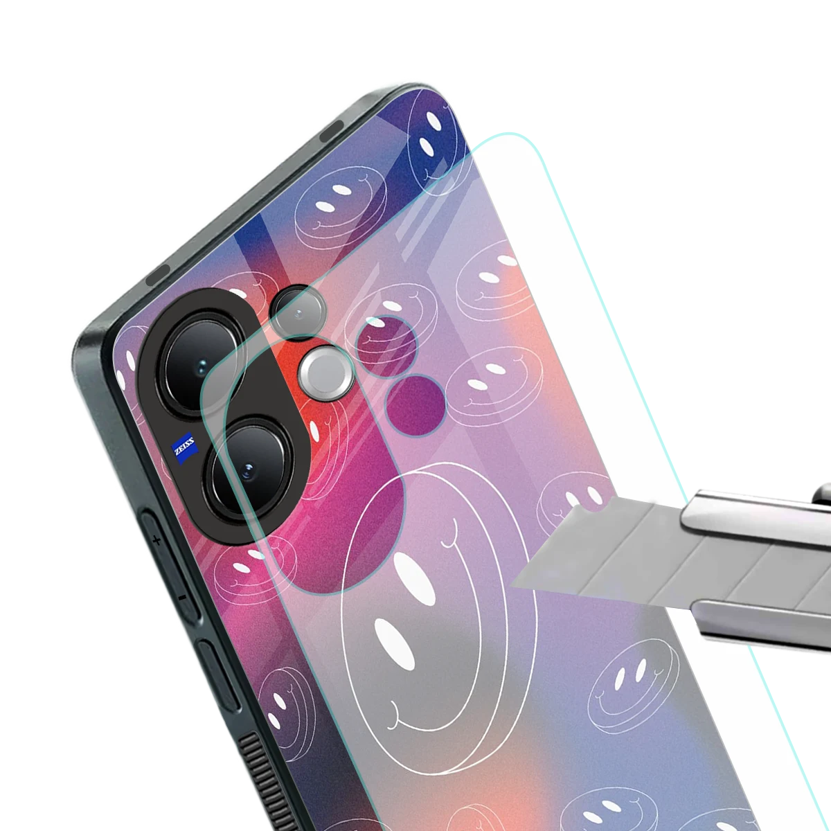 Happy Vibes stylish phone case for vivo v60 | glossy glass and slim fit