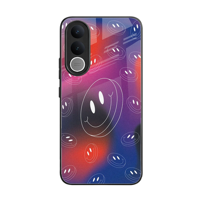 Happy Vibes back phone cover | glass case for vivo v70 fe