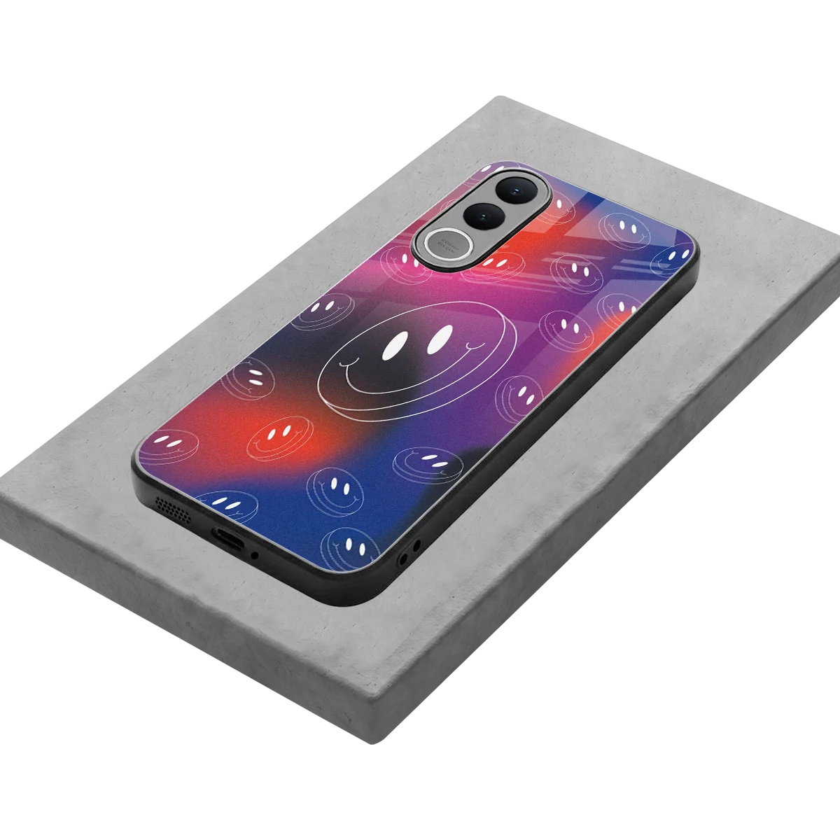 Happy Vibes stylish phone case for vivo v70 fe | glossy glass and slim fit