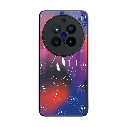 Happy Vibes back phone cover | glass case for vivo x200 pro