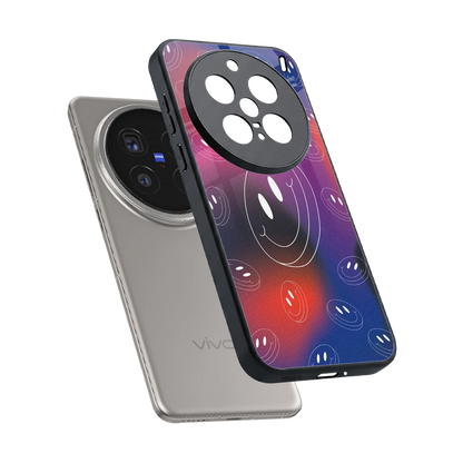 Happy Vibes sleek vivo x200 pro cover with tempered glass back and TPU edges