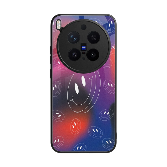 Happy Vibes back phone cover | glass case for vivo x300 pro