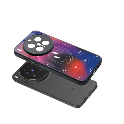 Happy Vibes sleek vivo x300 pro cover with tempered glass back and TPU edges
