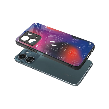 Happy Vibes sleek vivo y16 cover with tempered glass back and TPU edges