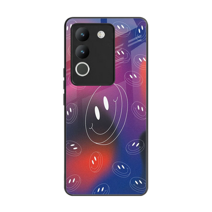Happy Vibes back phone cover | glass case for vivo y200 5g