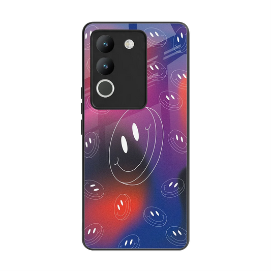 Happy Vibes back phone cover | glass case for vivo y200 5g