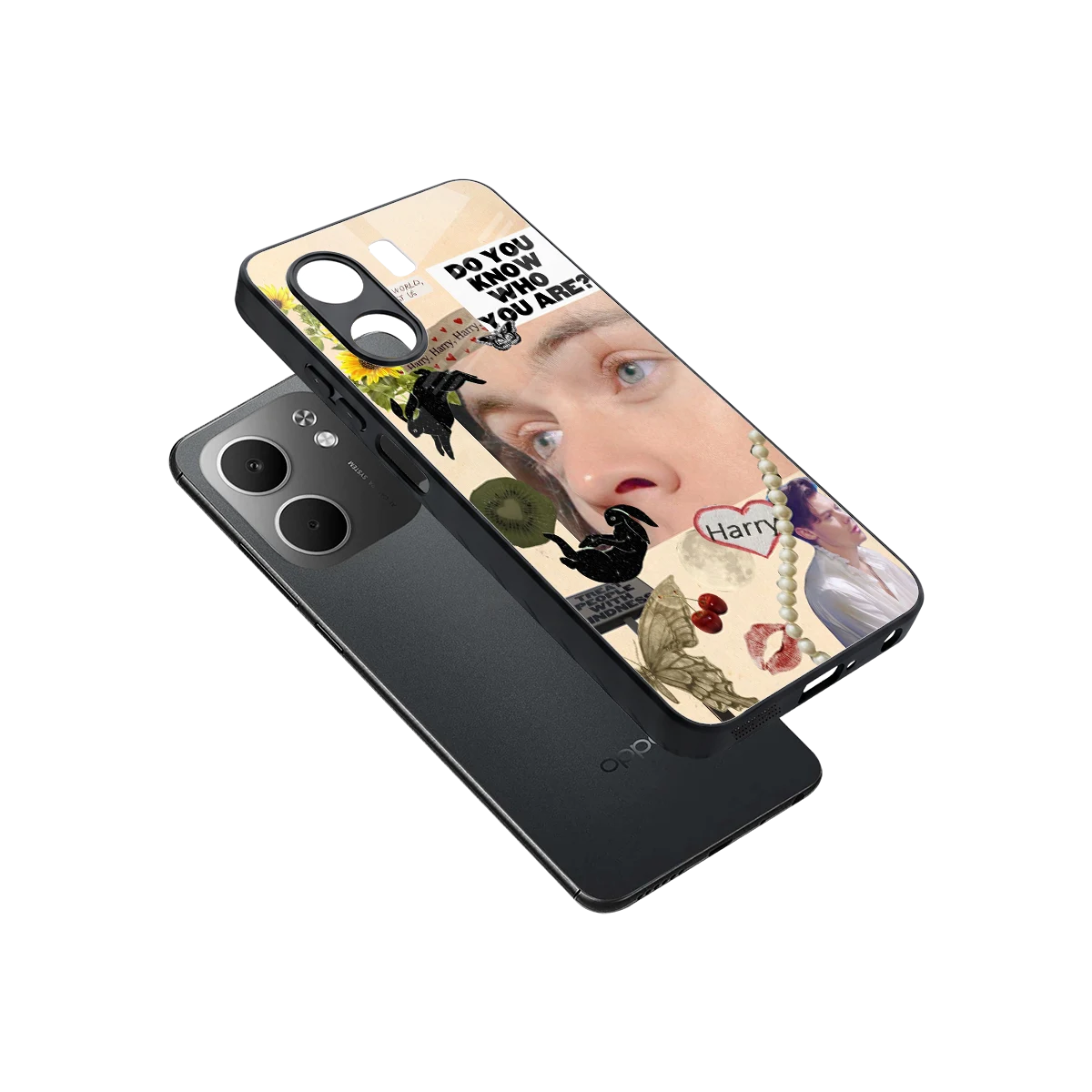 Harry Styles sleek oppo a5x 5g cover with tempered glass back and TPU edges
