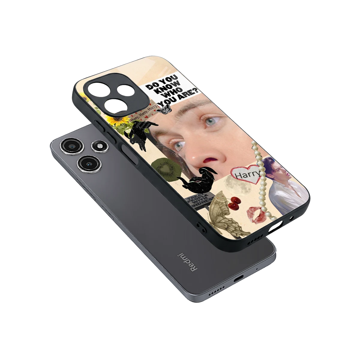 Harry Styles sleek redmi 12 5g cover with tempered glass back and TPU edges