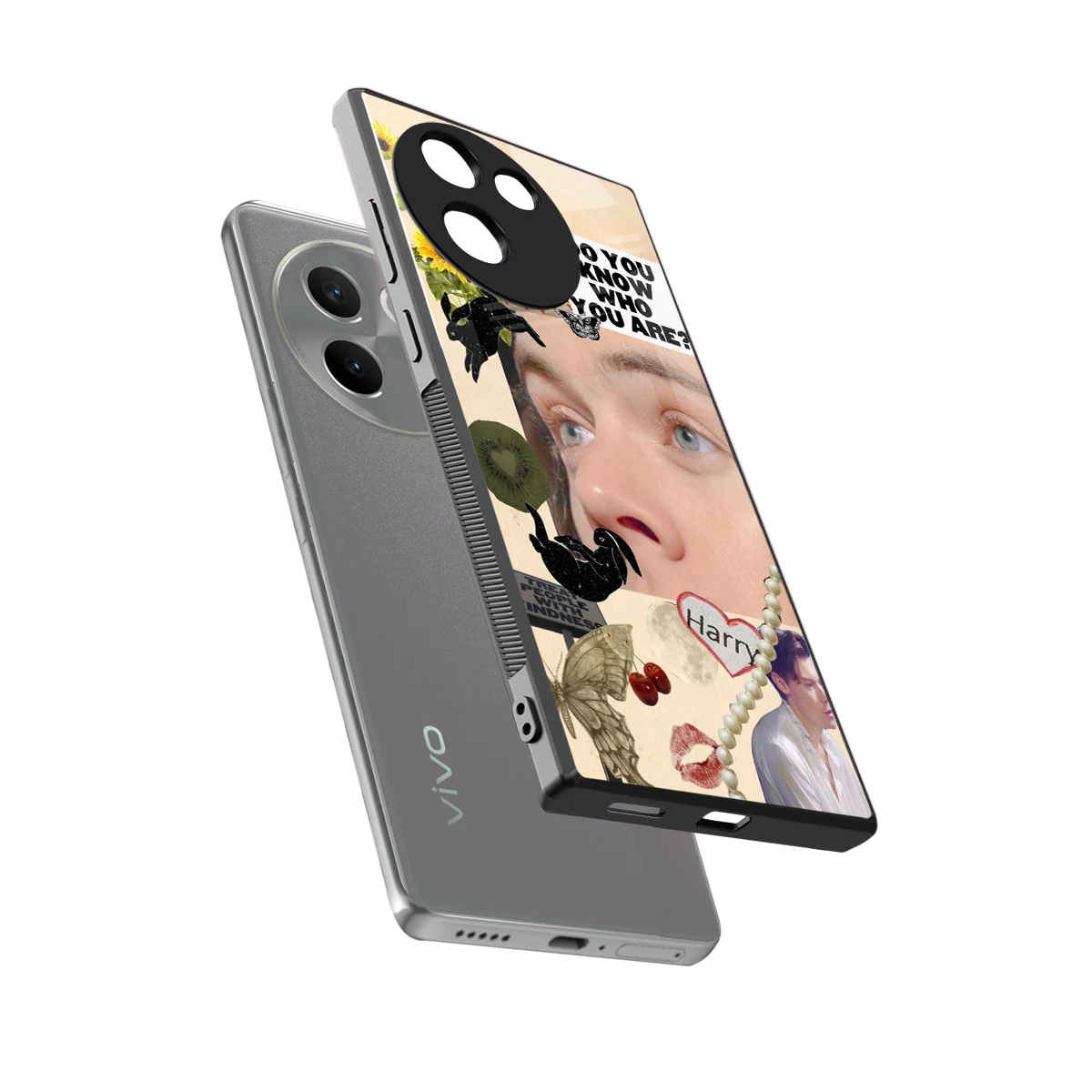 Harry Styles sleek vivo v30e cover with tempered glass back and TPU edges