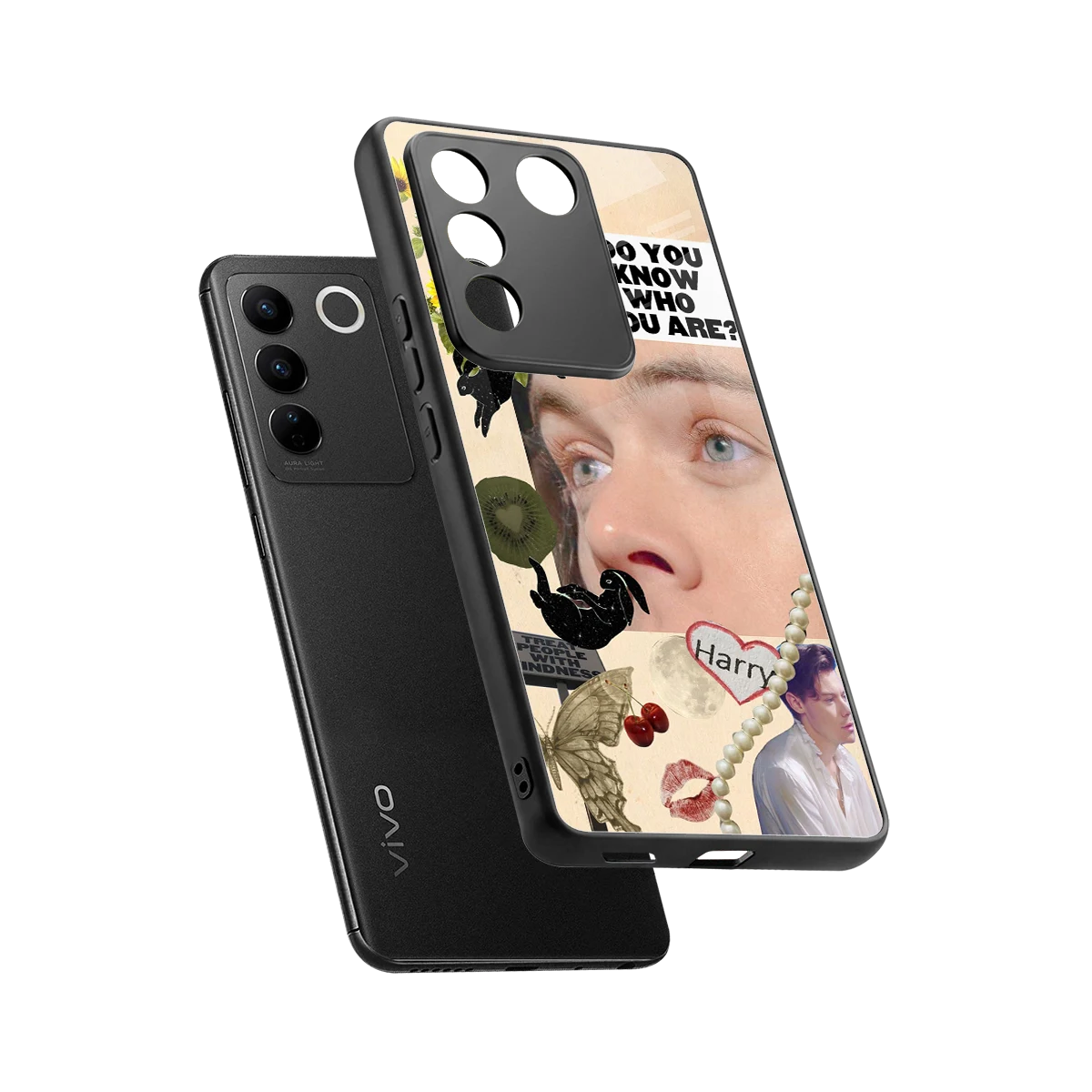 Harry Styles sleek vivo v27 5g cover with tempered glass back and TPU edges