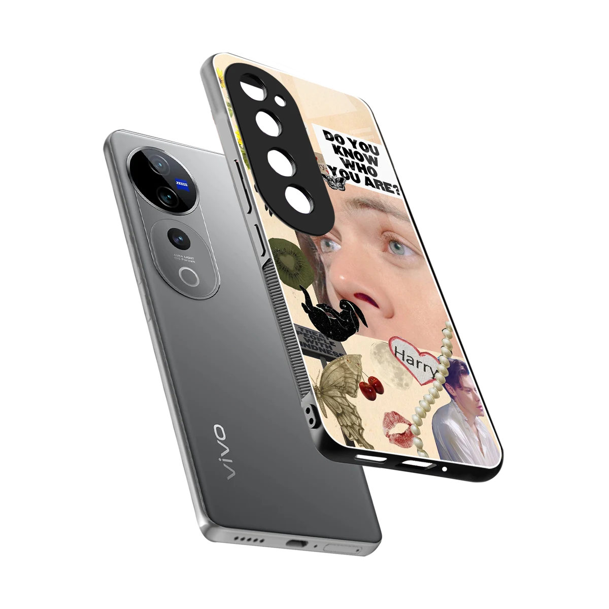 Harry Styles sleek vivo v40 pro cover with tempered glass back and TPU edges