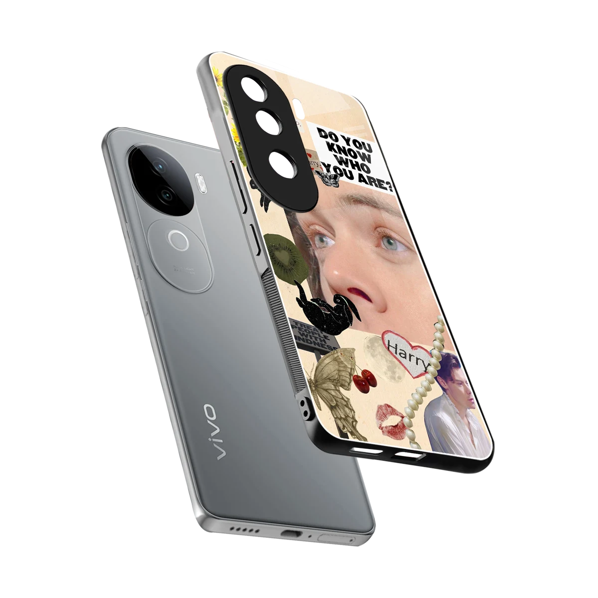 Harry Styles sleek vivo v40e cover with tempered glass back and TPU edges