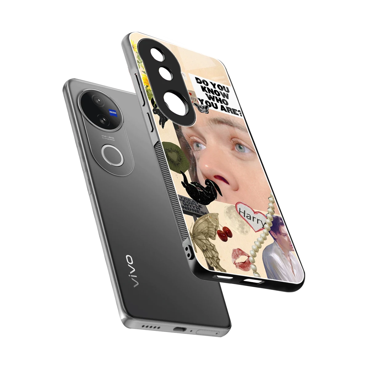 Harry Styles sleek vivo v50 cover with tempered glass back and TPU edges