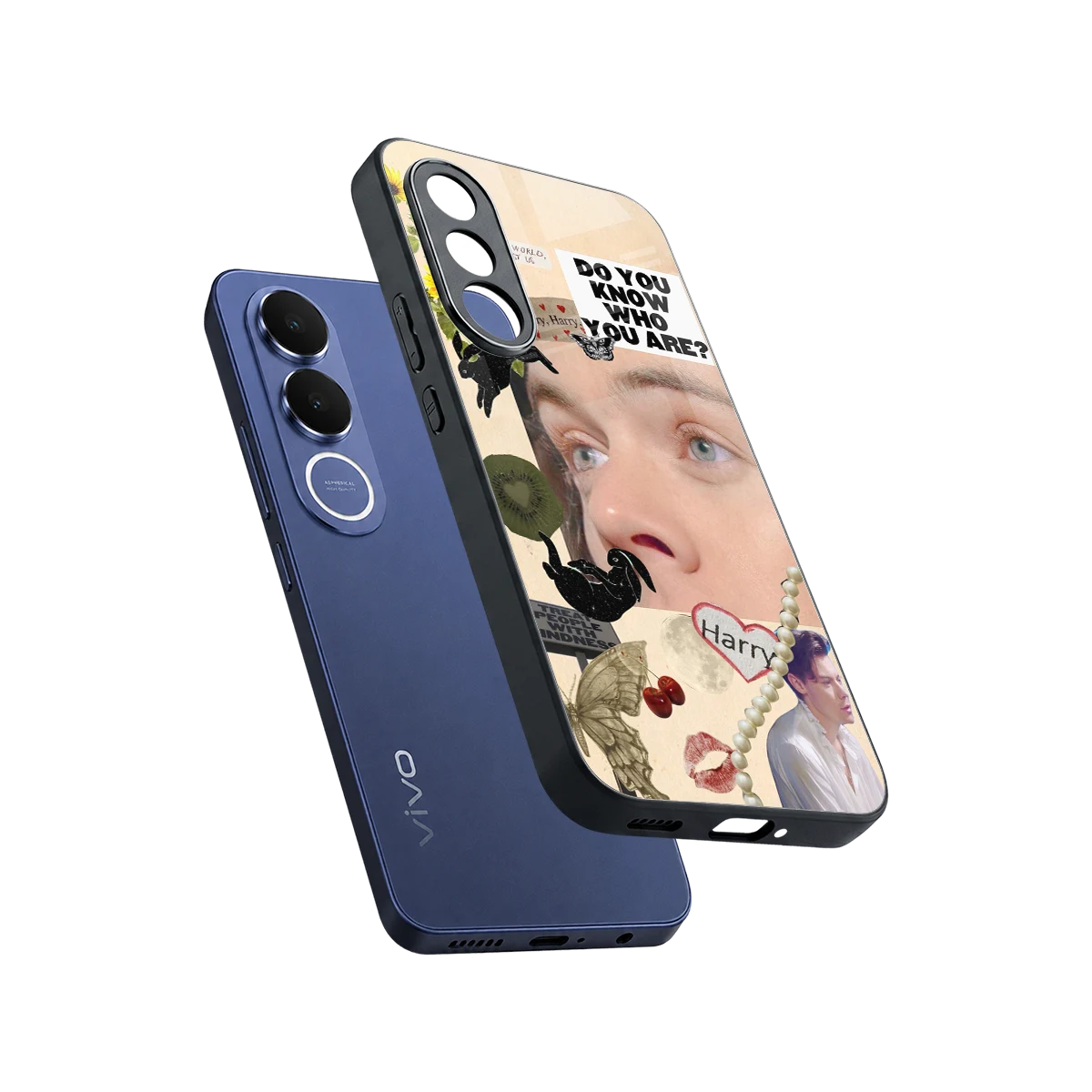 Harry Styles sleek vivo v70 fe cover with tempered glass back and TPU edges