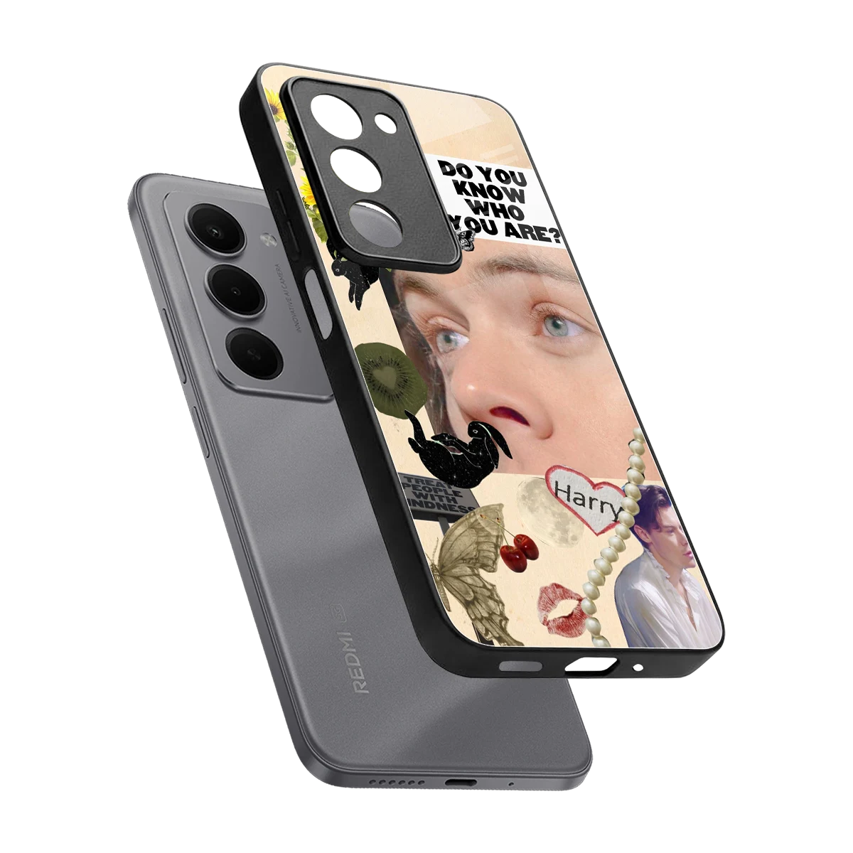 Harry Styles sleek redmi 15 5g cover with tempered glass back and TPU edges