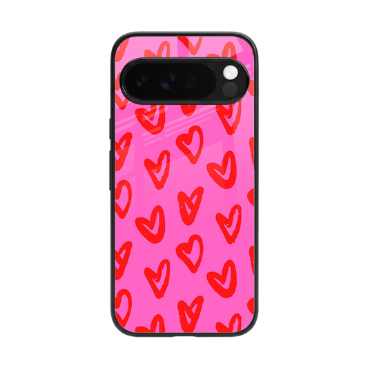 Heart Bloom back phone cover | glass case for google pixel 10 pro xl