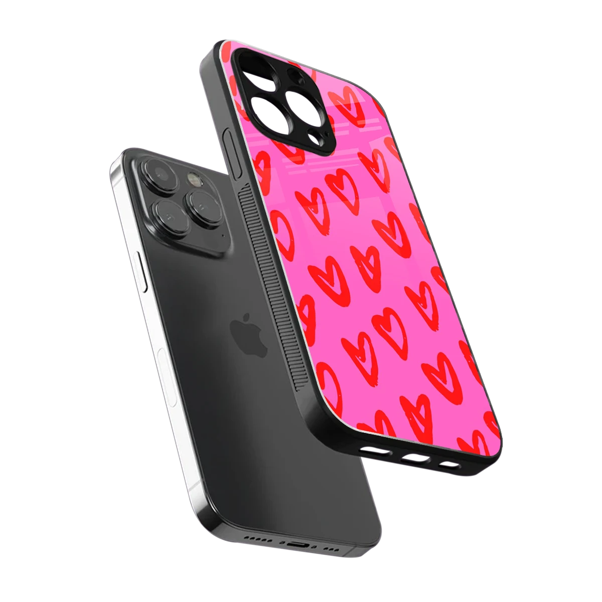Heart Bloom sleek iphone 13 pro cover with tempered glass back and TPU edges