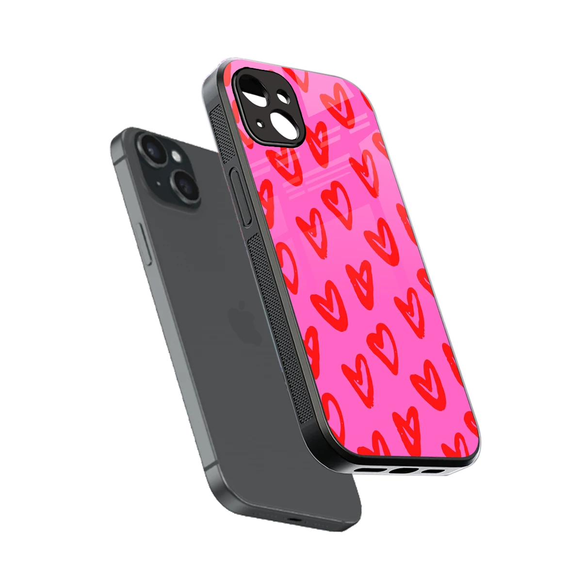 Heart Bloom sleek iphone 15 plus cover with tempered glass back and TPU edges