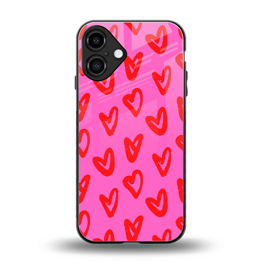 Heart Bloom back phone cover | glass case for iphone 16 plus