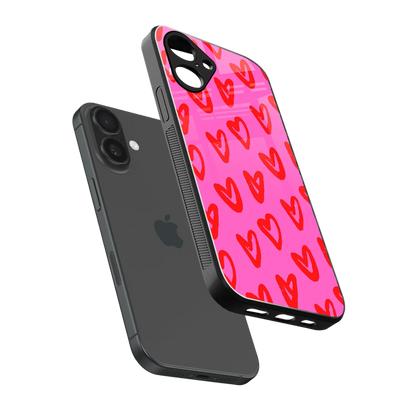 Heart Bloom sleek iPhone 16 cover with tempered glass back and TPU edges
